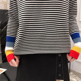 Rainbow Cuff Turtleneck Sweater