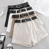 High Waisted Contracted Denim Shorts