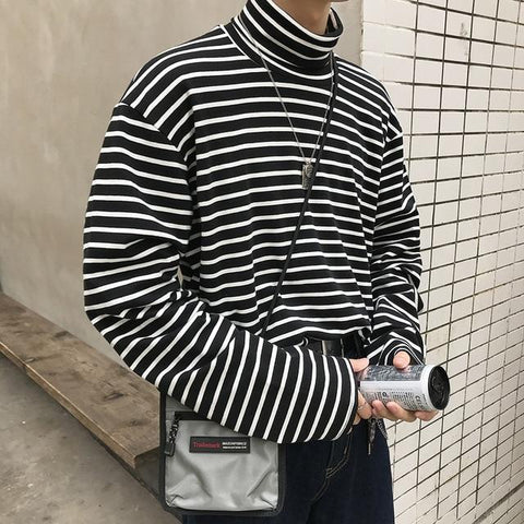 WM Relaxed Striped Turtleneck