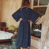 Polka Dot Chiffon Wrap Midi Dress