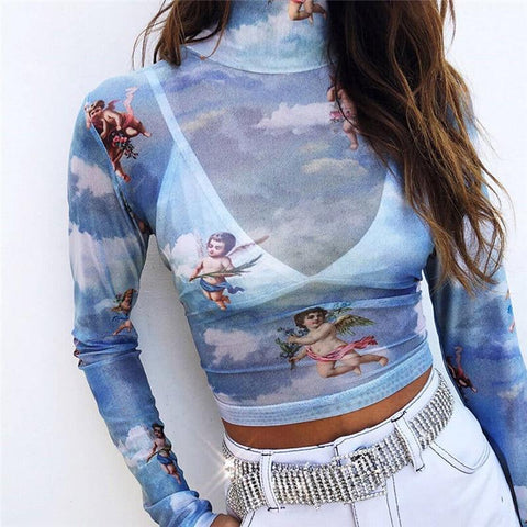 "Angels In The Sky" Mesh Top