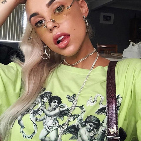 Oversized Neon Angel Tee