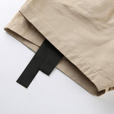 High Waisted Khaki Buckled Cargo Shorts