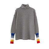 Rainbow Cuff Turtleneck Sweater