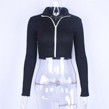 Zip Up Ribbed Racer Top