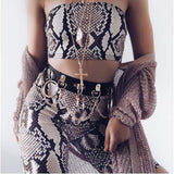 Snake Skin Print Tube Top & Biker Shorts Set