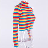 Ribbed Rainbow Turtleneck Sweater