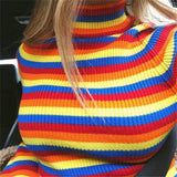 Ribbed Rainbow Turtleneck Sweater