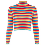Ribbed Rainbow Turtleneck Sweater