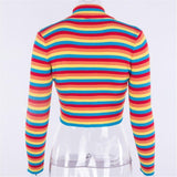 Ribbed Rainbow Turtleneck Sweater