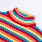 Ribbed Rainbow Turtleneck Sweater