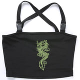 Dragon Embroidered Buckle Crop Top