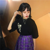 Purple Pleated Plaid Mini Skirt