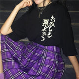 Purple Pleated Plaid Mini Skirt