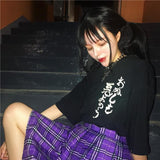 Purple Pleated Plaid Mini Skirt