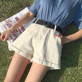 High Waisted Pleated Denim Shorts
