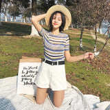 High Waisted Pleated Denim Shorts