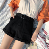 High Waisted Pleated Denim Shorts