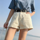 High Waisted Pleated Denim Shorts