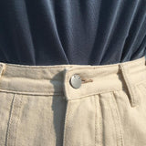 High Waisted Pleated Denim Shorts