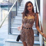 Spaghetti Strap Silk Tiger Mini Dress