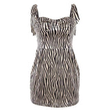 Spaghetti Strap Silk Tiger Mini Dress