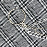 High Waisted Plaid Mini Skirt With Chain