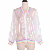 Clear Iridescent Mesh Bomber