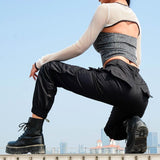 High Waisted Black Cargo Pants