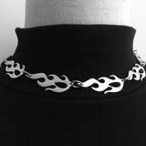 Steel Flame Choker Necklace