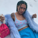 Embroidered Heart Knit Top