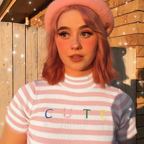 "Cute" Knit Striped Top