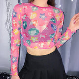 Anime Bling Mesh Top