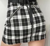 Plaid Mini Zip Up Skirt
