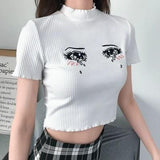 Anime Eyes Ribbed Top