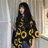 Oversized Sunflower Button Up Tee
