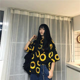 Oversized Sunflower Button Up Tee