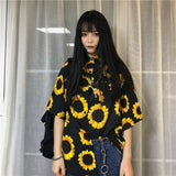 Oversized Sunflower Button Up Tee