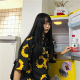 Oversized Sunflower Button Up Tee