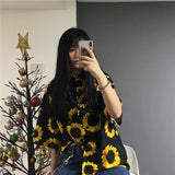 Oversized Sunflower Button Up Tee