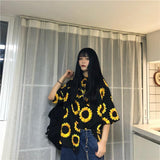 Oversized Sunflower Button Up Tee