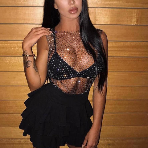 Crystal Embroidered Meshed Top
