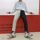 Two Tone Grid Plaid Trousers