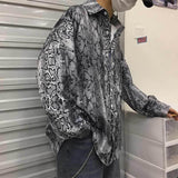 Snake Skin Printed Oversized Button Up Shirt
