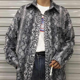 Snake Skin Printed Oversized Button Up Shirt