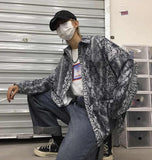 Snake Skin Printed Oversized Button Up Shirt