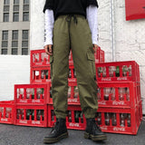 High Waisted Cargo Pants With Detachable Caution Straps