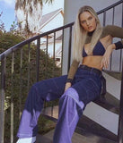 High Waisted Contrast Stitch Skate Cargo Pants