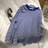 Classic Oversized Cotton Striped Long Sleeve Shirt