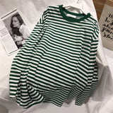 Classic Oversized Cotton Striped Long Sleeve Shirt